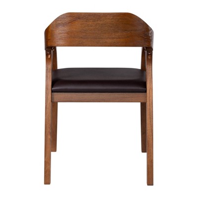 Chestnut Wire-Brushed Faux Leather Upholstered Arm Chair