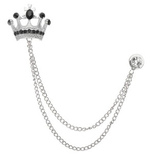 Unique Bargains Crown Hanging Chain Brooch Rhinestone Suit Pins - 1 of 4