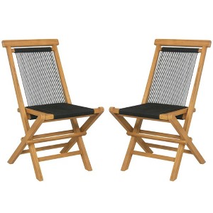 Resenkos Patio Dining Chairs, Patio Kitchen Chairs,2 Piece Indonesia Teak Patio Folding Chairs with Woven Rope Seat and Back for Porch Backyard - 1 of 4