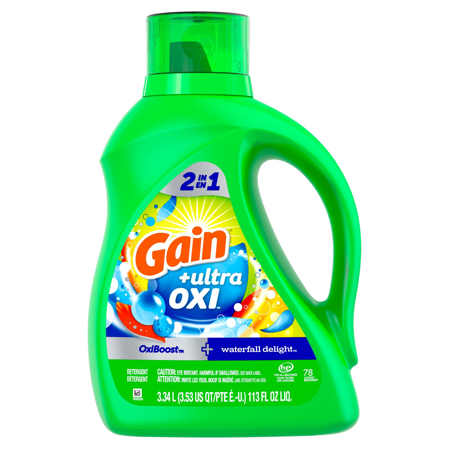 Gain Waterfall Ultra Oxi HE Compatible Liquid Laundry Detergent Soap