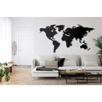 Sussexhome World Map 4 Pieces Metal Wall Decor for Home and Outside - Wall-Mounted Geometric Wall Art Decor - 3D Effect Wall Decoration