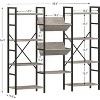 Homhougo Triple Wide 4 Tier Bookshelf, Tall Bookshelf with Open Display Shelves, Industrial Large Bookshelves and Bookcases with Metal Frame, Gray - 2 of 4