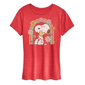 Women's - Peanuts - Retro Flower Rainbow Short Sleeve Graphic T-Shirt - 1 of 4