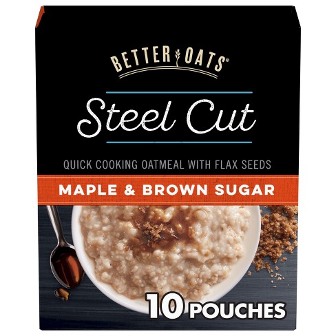 Better Oats Steel Cut Maple & Brown Sugar High Protein Instant Oatmeal with  Flax Seeds, 12.7 Ounce (Pack of 6)