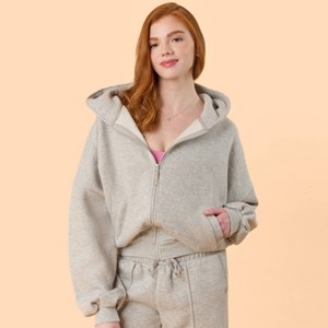 Blogilates Women's Marshmallow Full Zip Hooded Sweatshirt - 1 of 4