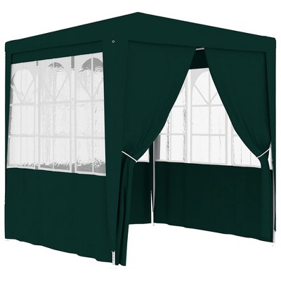 vidaXL 8.2'x8.2' Waterproof Party Tent with Green UV-Resistant Polyethylene Material and Rust-Resistant Steel Frame Having Side Panels and Zip Door