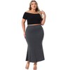 Agnes Orinda Women's Plus Size High Waist Midi Pack Mermaid Solid Knit Bodycon Skirt - 3 of 4