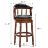 CAVINAS 26"/29.5" Genuine Leather Bar Stools with Wood Frame,Counter Height Bar Stools with Swivel Backrest,Solid Wood Barstools for Kitchen Counter - 2 of 4