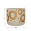 Storied Home Hand-Painted Stoneware Planter with Circle Design, White and Gold - 2 of 4