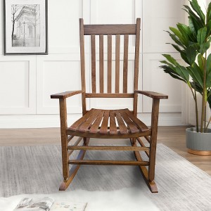Akoasm Wooden Recliner Chair for Balcony & Porch-Brown - 1 of 4