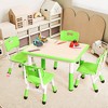Kids Table and Chairs Set, Toddler Height Adjustable Desk with Graffiti Desktop, Arts & Crafts Table with 4 Seats, Non-Slip Legs - 2 of 4