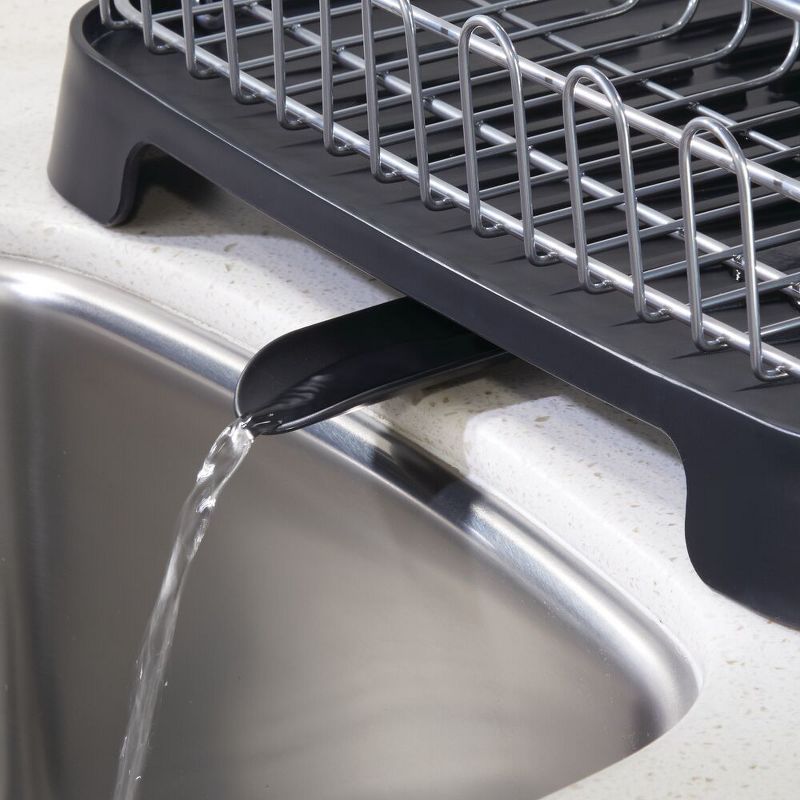 mDesign Alloy Steel Sink Dish Drying Rack Holder with Swivel Spout, 4 of 7