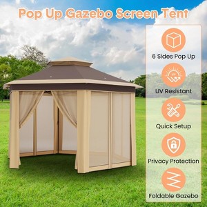 13x13ft Hexagonal Patio Pop-Up Gazebo, Canopy Shelter with Mesh Netting, Event Tent with Strong Steel Frame for Backyard, Garden, Lawn - 1 of 4