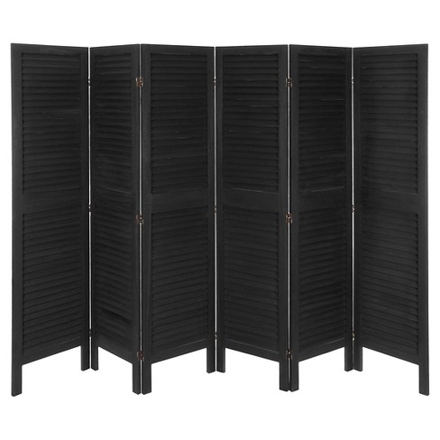 5 1 2 Ft Tall Modern Venetian Room Divider Black 6 Panels