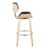 30" Mid-Century Modern Fixed-Height Swivel Barstool with Light Faux Leather and Natural Wood, Set of 2 - 3 of 4