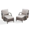 POCASSY 4 Piece Patio Furniture Set with Swivel Chairs and Ottomans, Metal Armrest Swivel Outdoor Chair Set Brown Wicker Swivel Patio Chairs for Porch - 2 of 4