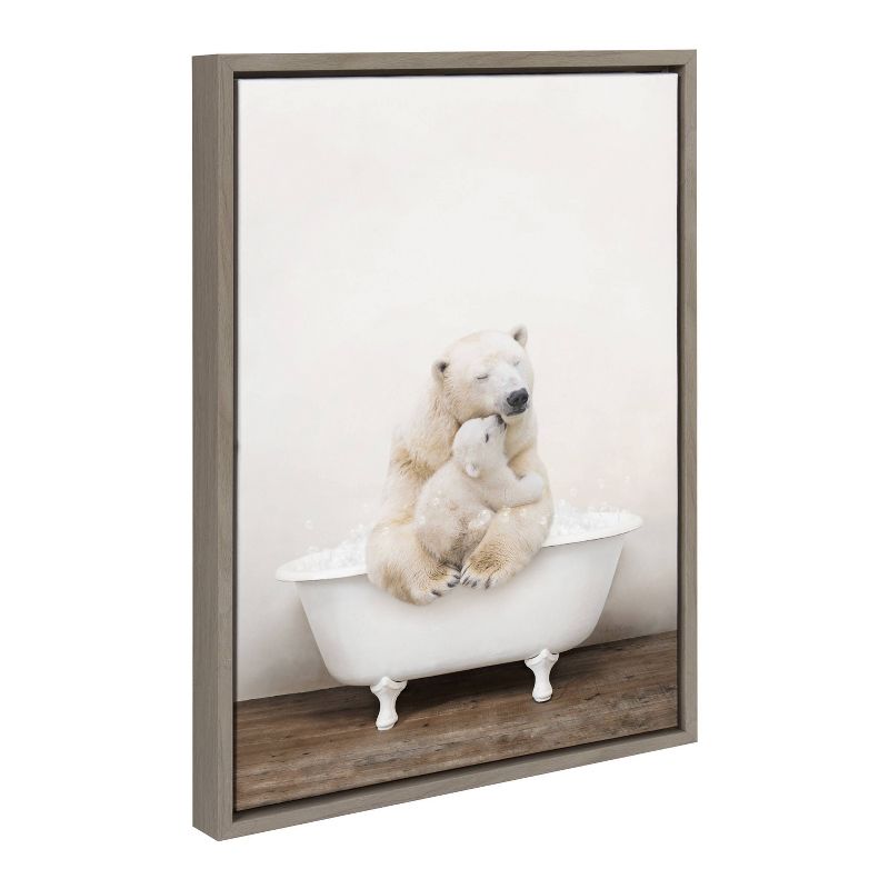 18&#34; x 24&#34; Sylvie Mother Baby Polar Bear Tub Framed Canvas by Amy Peterson Gray - Kate &#38; Laurel All Things Decor, 1 of 8