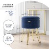 StorageBud Round Ottoman with Storage, Textured Velvet Storage Ottoman, Modern Foot Stool for Living Room and Bedroom - 3 of 4