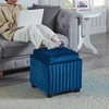 18 Inch Square Storage Ottoman Bench, Storage Bench with coffee tray,coffee table for Living Room Ottoman foot rest, BEIGE velvet fabric, Blue - 2 of 4
