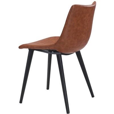 Vintage Brown Faux Leather Upholstered Dining Side Chair Set