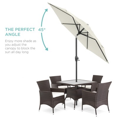 Ivory Hexagon Outdoor Umbrella with Steel Frame and Crank Lift