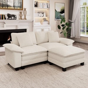 Captiva Designs Cloud Modular 3PC Sectional Loveseat Sofa Set, 87.5" Comfy Couches with 1 Movable Ottoman for Living Room Apartment - 1 of 4