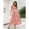 Coolmee Women's Summer Maternity Midi Dress Casual Puff Short Sleeve Square Neck Smocked Tiered Ruffle Sundresses - 3 of 4