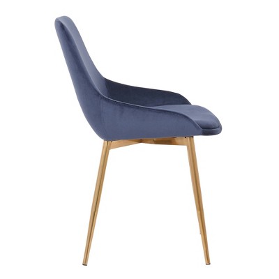 Heidi Blue Velvet Dining Chair with Gold Legs