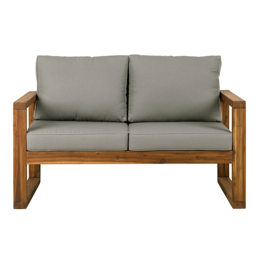 Galia Open Side Outdoor Loveseat with Cushions Brown Saracina Home