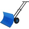 Snow Shovel with Wheels, 29" Snow Pusher Shovel for Driveway, Sidewalk, Yard, Adjustable Angle Height, High Blade Design - 2 of 4