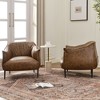 KINWELL 33" Wide Faux Vegan Leather Upholstery Barrel Chair with Metal Legs, Set of 2 - 4 of 4