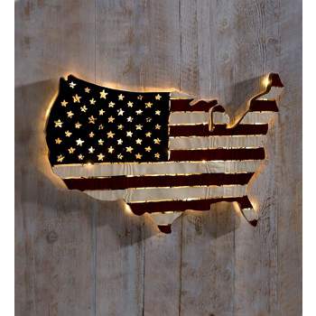 Plow & Hearth Lighted Americana Flag Art