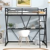 ALEXOUN Twin Size Metal Loft Bed with Desk, Ladder and Full-Length Guardrails & X-Shaped Frame,for Kids, Teens, Adults, No Box Spring Needed,Black - 2 of 4