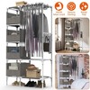 NewHome "Portable Closet Wardrobe Organizer with 4 Storage Bags, Hanging Rod, Shelf & Hooks for Clothes" Grey - 4 of 4