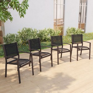 Sonkuki Outdoor Stacking Dining Chairs with breathable textile fabric - 1 of 4