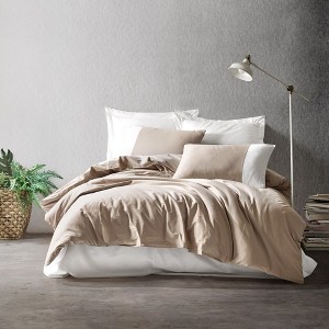 SUSSEXHOME Solid Collection Black Gray Gentleman Duvet Cover Set, Duvet Cover, 1 Duvet Cover, 1 Fitted Sheet and 2 Pillowcases - 1 of 4