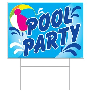 Beistle Plastic Pool Party Yard Sign, 11.5" x 15.5", (1/Pkg) Multicolored - 1 of 4