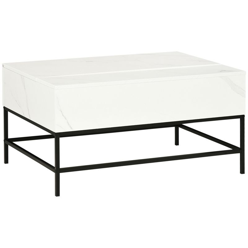 HOMCOM Modern Lift Top Coffee Table with Hidden Storage Compartment and Steel Legs for Living Room, Reception Room, 4 of 7