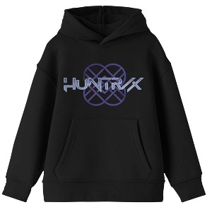 Kpop Demon Hunters HuntrX Logo Shiny Glow Boys Black Long Sleeve Hoodie - 1 of 3