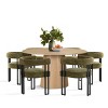 7-Piece Round Dining Table Set with 6 Upholstered Chenille Chairs, 52” Modern Pedestal Table with Metal Leg Dining Chairs for Kitchen-Maison Boucle - 4 of 4