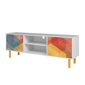 Manhattan Comfort Retro 4 Shelf TV Stand for TVs up to 35" White/Red - 1 of 4