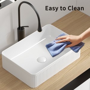 Hrinhom 19.7" W Bathroom Vanity Sink,Modern Ceramic Wash Basin Without Faucet - 1 of 4