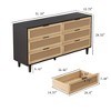 6-Drawer Rattan Dresser, Storage Cabinet with White Drawer Slides for Living Room and Bedroom 4W - ModernLuxe - image 3 of 4