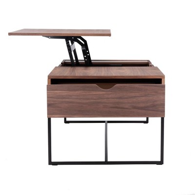 Nolen Lift Top Coffee Table - Walnut/Black - Safavieh