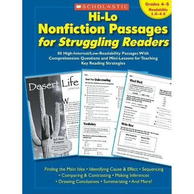 Hi-Lo Nonfiction Passages for Struggling Readers: Grades 4-5 - by  Scholastic Teaching Resources & Scholastic (Paperback)