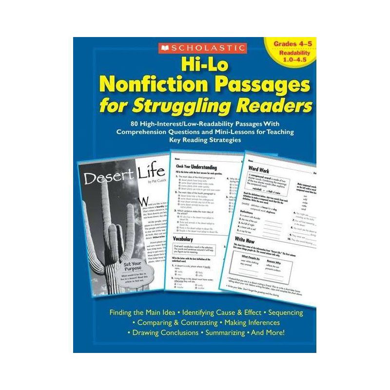 Hi-Lo Nonfiction Passages for Struggling Readers: Grades 4-5 - by  Scholastic Teaching Resources & Scholastic (Paperback), 1 of 2