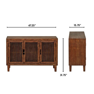 Sawyer Brown Ash Wood 3-Door Storage Cabinet