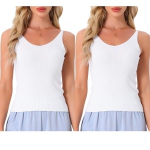INSPIRE CHIC Womens 2 Pcs Loungewear Soft Cami Sleepshirts Pajama Shorts Sleeveless V-neck Tops - 1 of 4