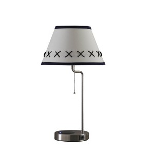 Ore International 20" Traditional Metal Floor Lamp with USB Charging Port - Silver : Bedside, Adjustable Cone Shade, Linen, E26 Socket - 1 of 4