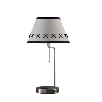 20" Traditional Metal Floor Lamp with USB Charging Port - Silver - Ore International